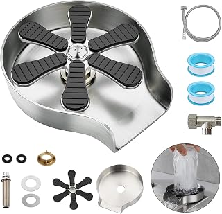 Metal Glass Rinser High Pressure Glass Washer 360 ° Rotation Stainless Steel Cup Rinser Faucet Glass Rinser for Kitchen Sinks Bar Sink Attachment for Coffee Shop Bars Kitchen Sink Accessories