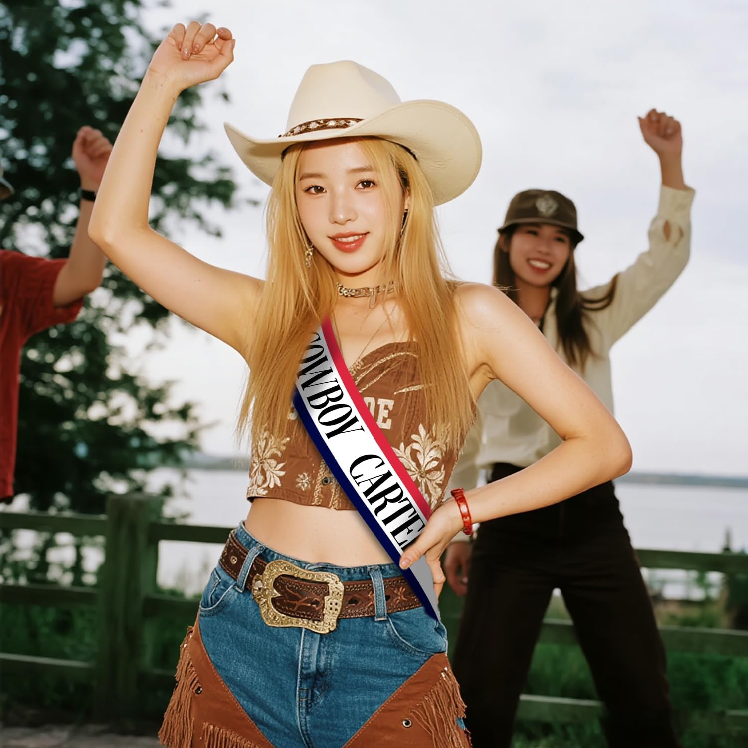 Cowboy Carter Sash with Red and Blue; American Cowgirl; Rodeo Bang Cowboy Large Sash for Concerts, Festivals; Western sash for Gifts for Cowboy Cowgirl Christmas Valentine's Day Fans Party Concert Women Men Fans; colors of the American flag, USA