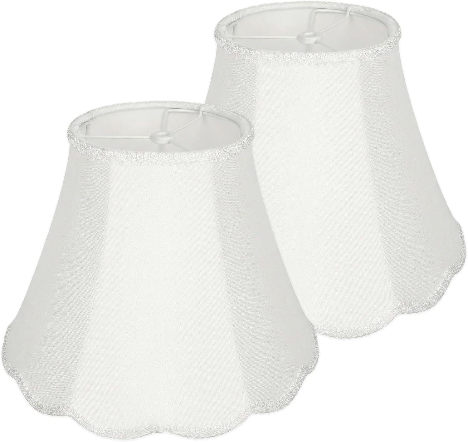 2-Pack White Bell Lamp Shades – Scalloped Petal Edge, 6.69×12.8×10.04 inch Fabric Lampshade for Table Lamps (Spider Fitter), Perfect for Scandinavian-inspired to Transitional decor, Easy Assembly