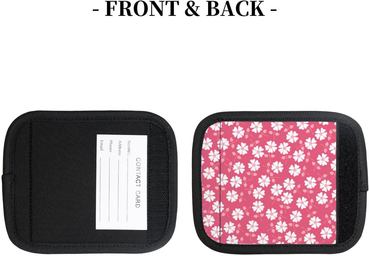 Flowers Texture Pink Print Luggage Handle Wraps Luggage Identifiers Soft Neoprene Luggage Handle Wraps for Suitcase Trolley Handle Grip Cover 2 Pack Luggage Tags
