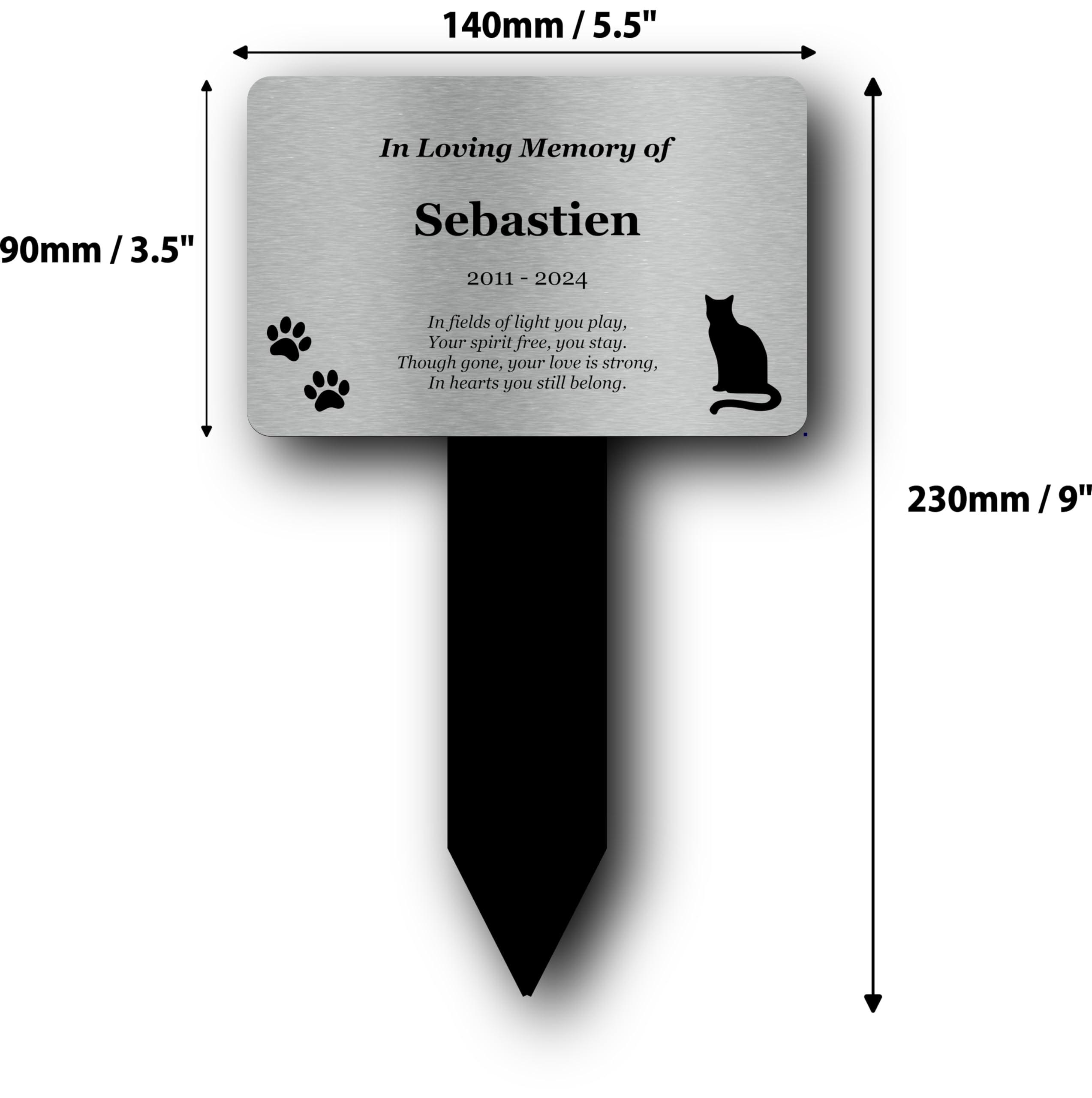 Palo commemorativo per animali domestici gatto marcatori tomba esterni giardino argento oro rame