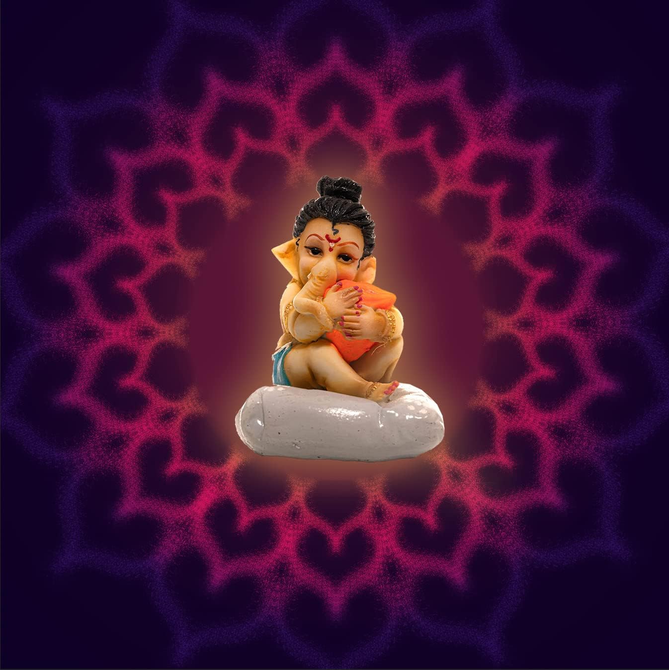 God Ganesh Statue Sculpture Idol Figurine Hand Painted Decorative Showpiece for Home Office Pooja Ghar Temple Décor and Gifting (Ganesh Modak) image 2