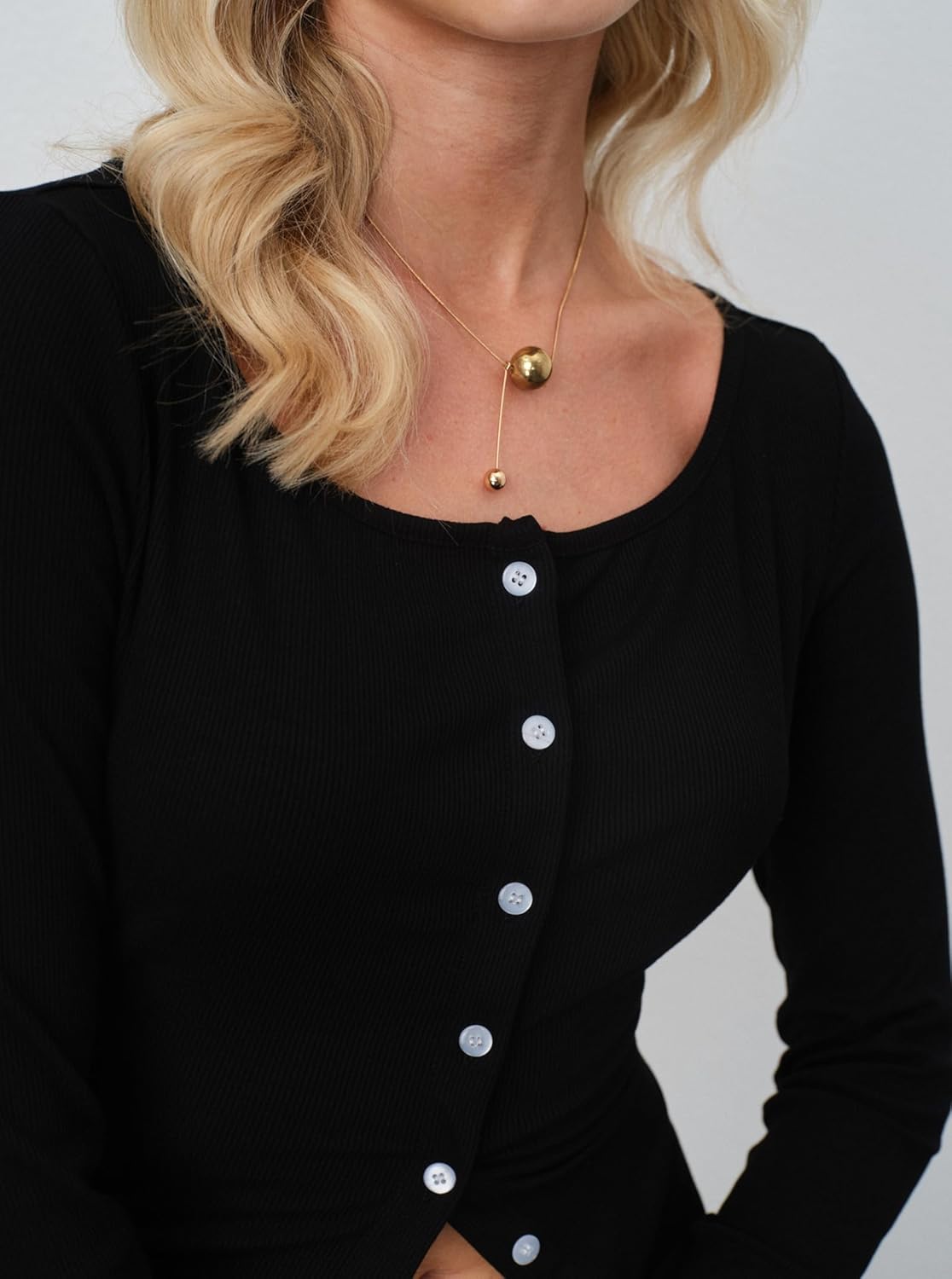 Womens Ribbed Knit Button Up T-Shirts Long Sleeve Tie Back Y2K Going Out Tops Blouses Dressy Casual - Image 4