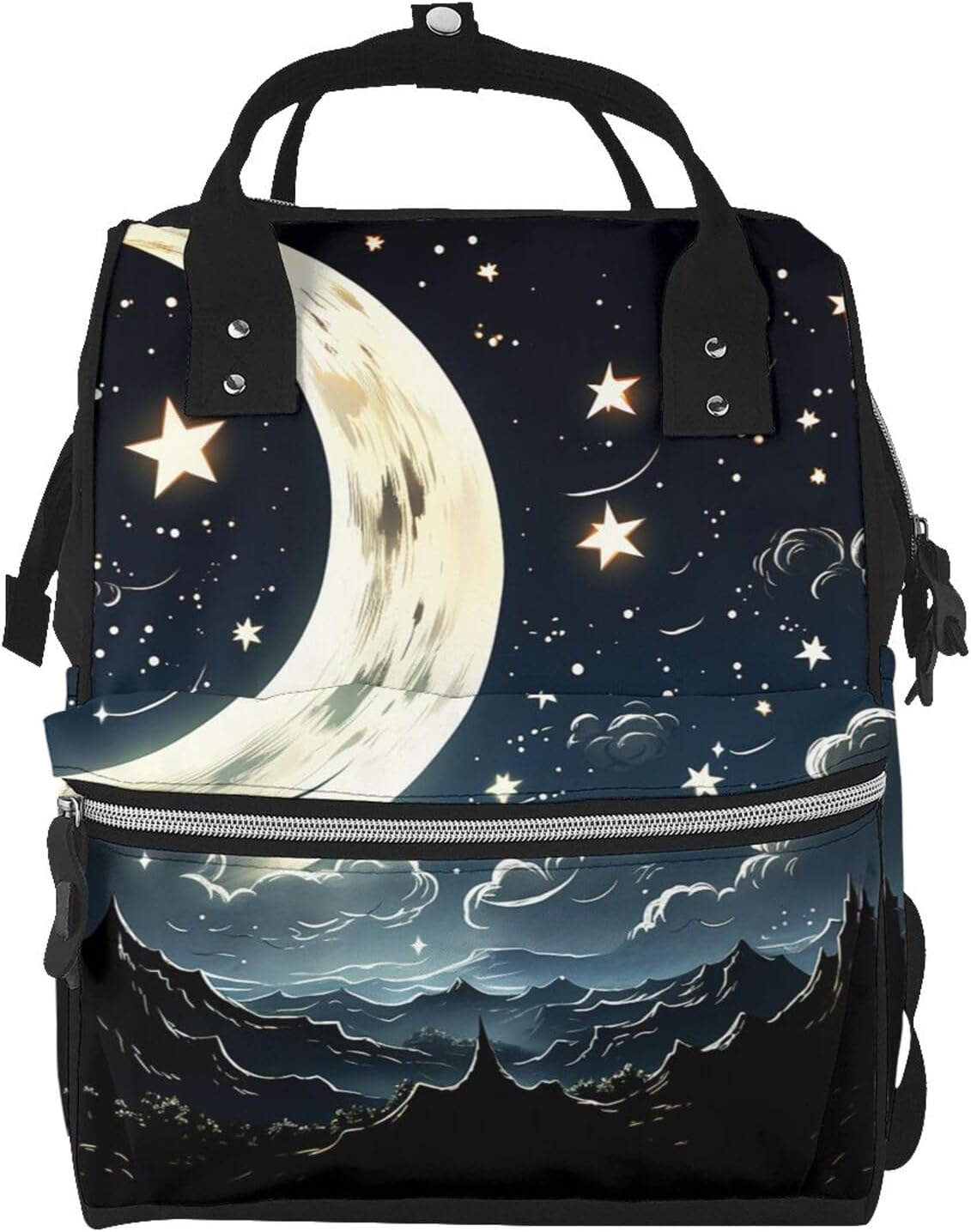 Stars Drawing Diaper Bag with Changing Pad, Pacifier Holder - Multifunction Travel Nappy Bags Large Capacity Laptop Backpack Waterproof Mommy Bag Casual Daypack for Mom
