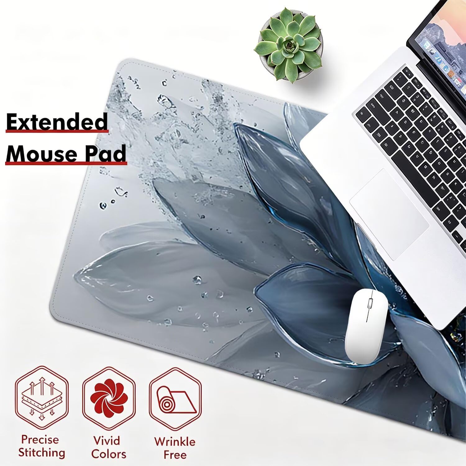 Tappetino Mouse Gaming XXL, Grande Mousepad 900x450x4mm blu loto 0x0-474