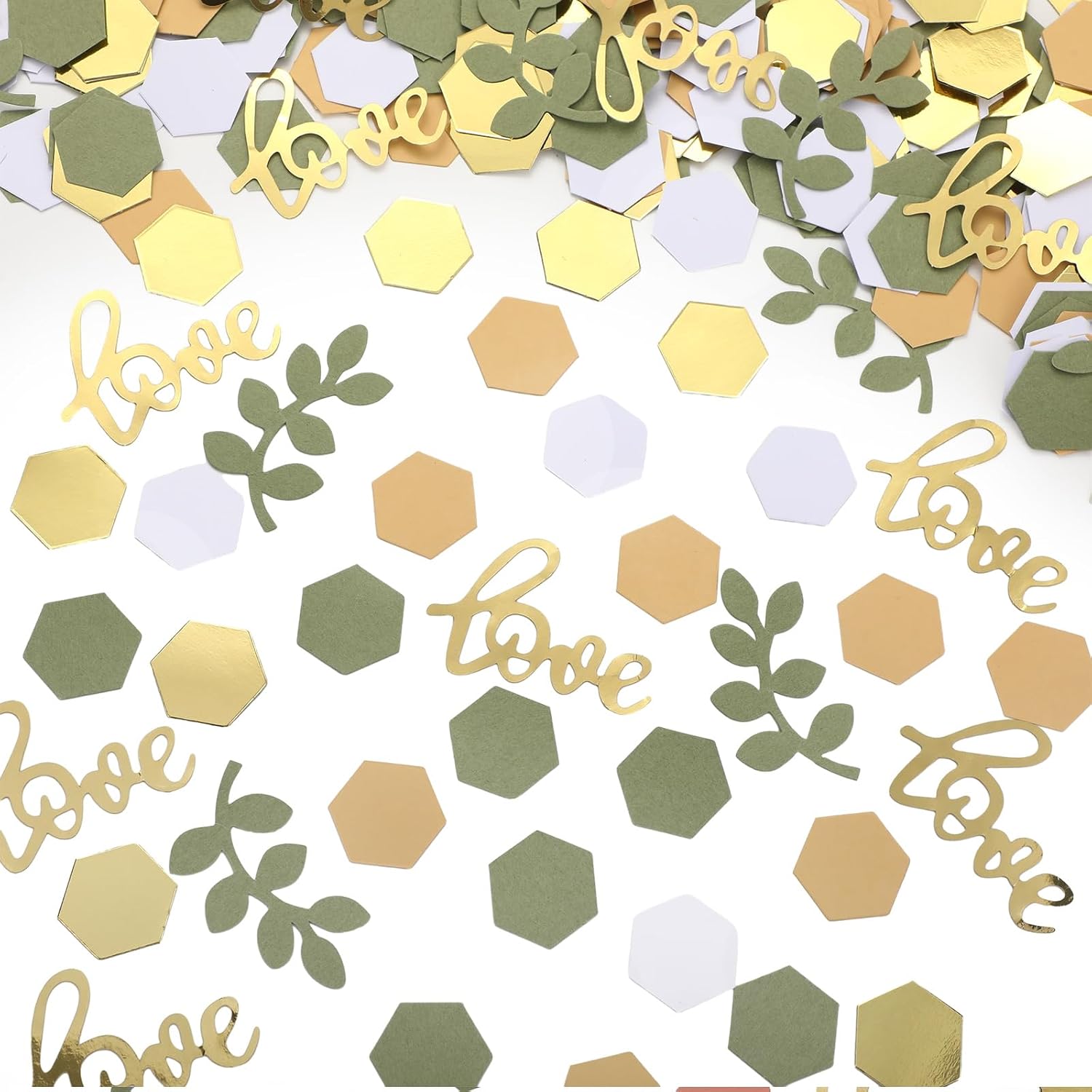 500 Pcs Greenery Wedding Table Confetti, Boho Love Theme Table Scatter, Bridal Shower Decorations for Sage Nature Engagement Wedding Birthday Party(Gold, Tea Green, Light Pink, Crimson)