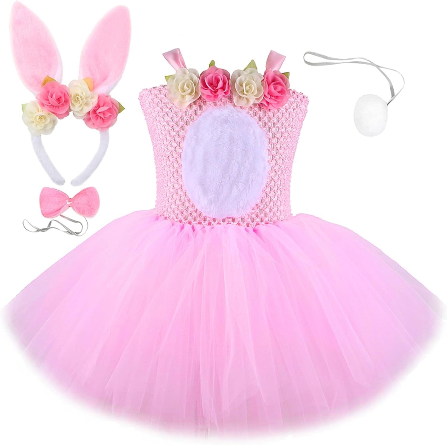 Girls Tutu Dress Easter Bunny Costume Hawaiian Tutu Dress Hula Princess Dresses with Headband for Kids