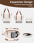 LONG VACATION Ensembles de bagages à emporter 3 Pièce 20 Ensemble de valises de pouce, ABS+PC Hardshell Bagage léger de voyage avec roues Spinner & YKK Fermeture éclair TSA Verrouillage (blanc-brun,20 INCH)