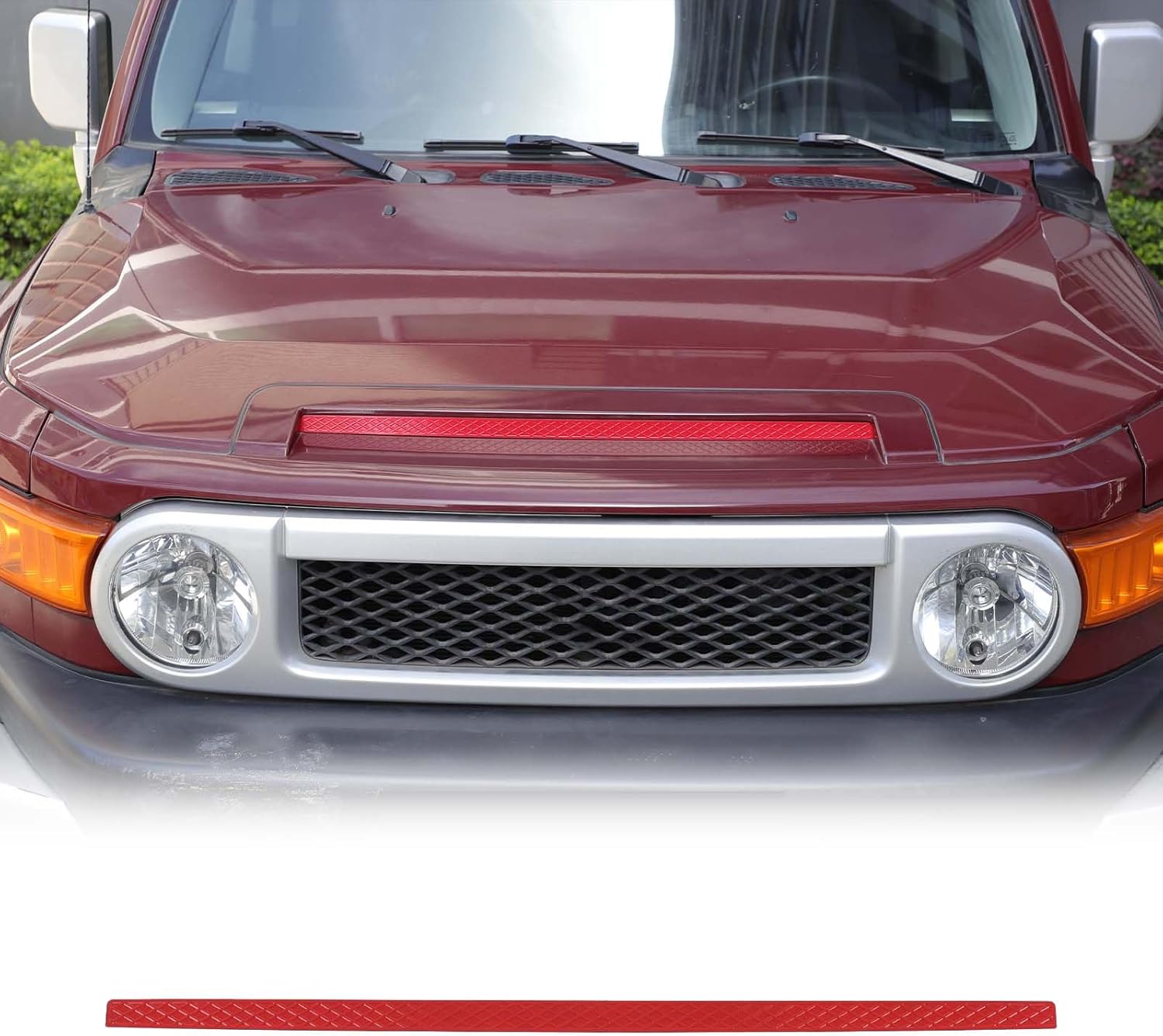 Front Hood Decorative Strip Suitable for Toyota FJ Cruiser 2007-2021, Front Engine Hood Air Intake Grille Trim Accessories, 1PCS (Silver)