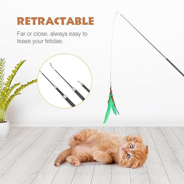 Foto 4 de 7 de Pawaboo Palo de Gato Divertido, Juguete Interactivo con Plumas para Gatos