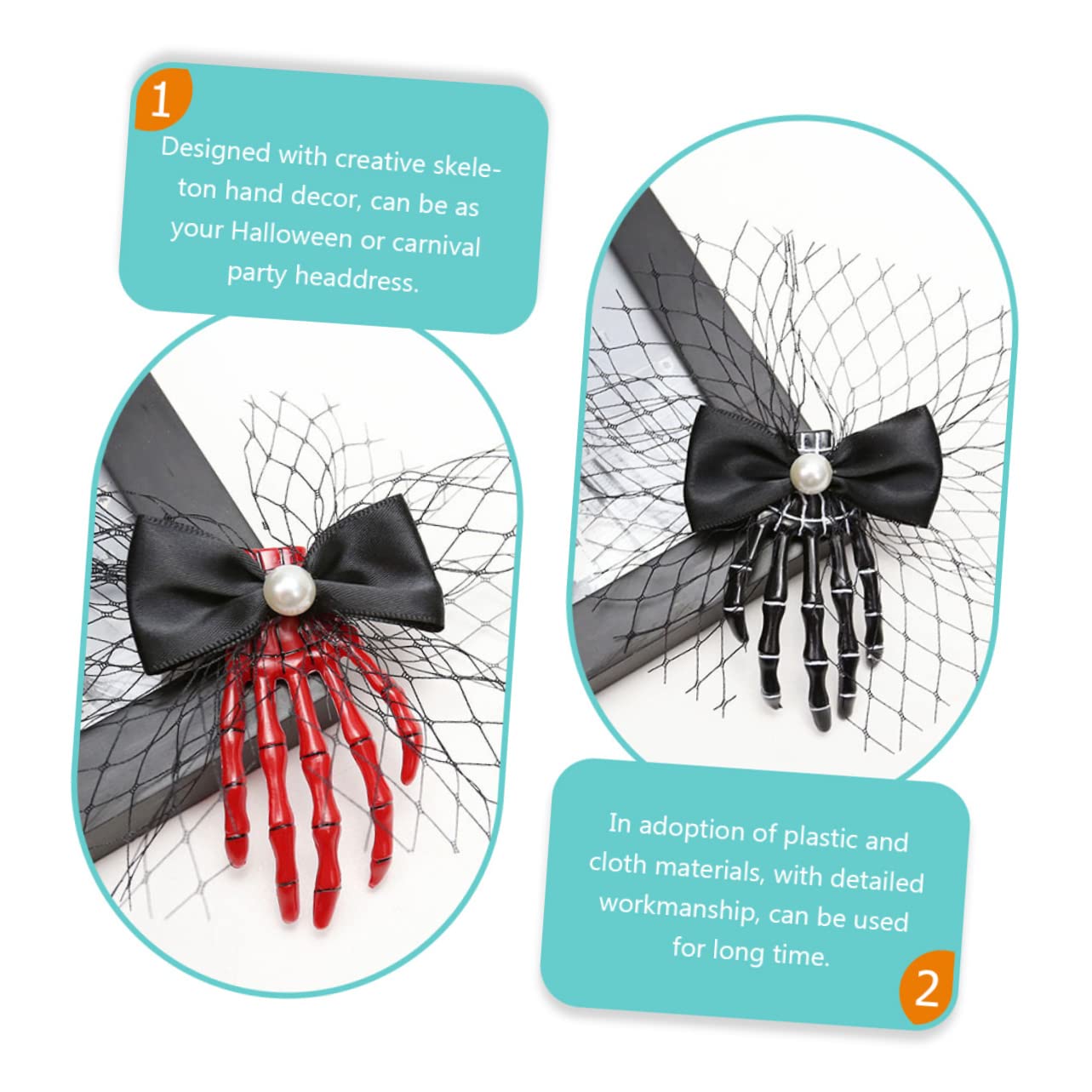 Didiseaon 20 Pz Fermaglio Con Artiglio Del Teschio Molletta Forcine a Scheletro Fermagli Per Perlati Forcine Da Donna Fermaglio Per Con Perle Di Halloween Stoffa