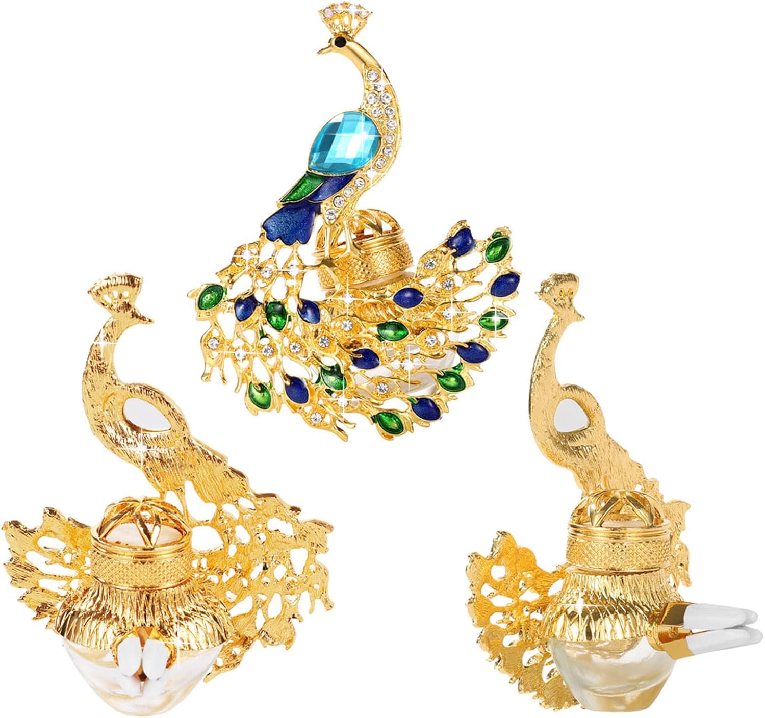 Peacock Car Accessories Car Aromatherapy Essential Oil Diffuser Diamond Locket with Vent Clip and Best Home Decoration Car Decoration Without Oil, AMind