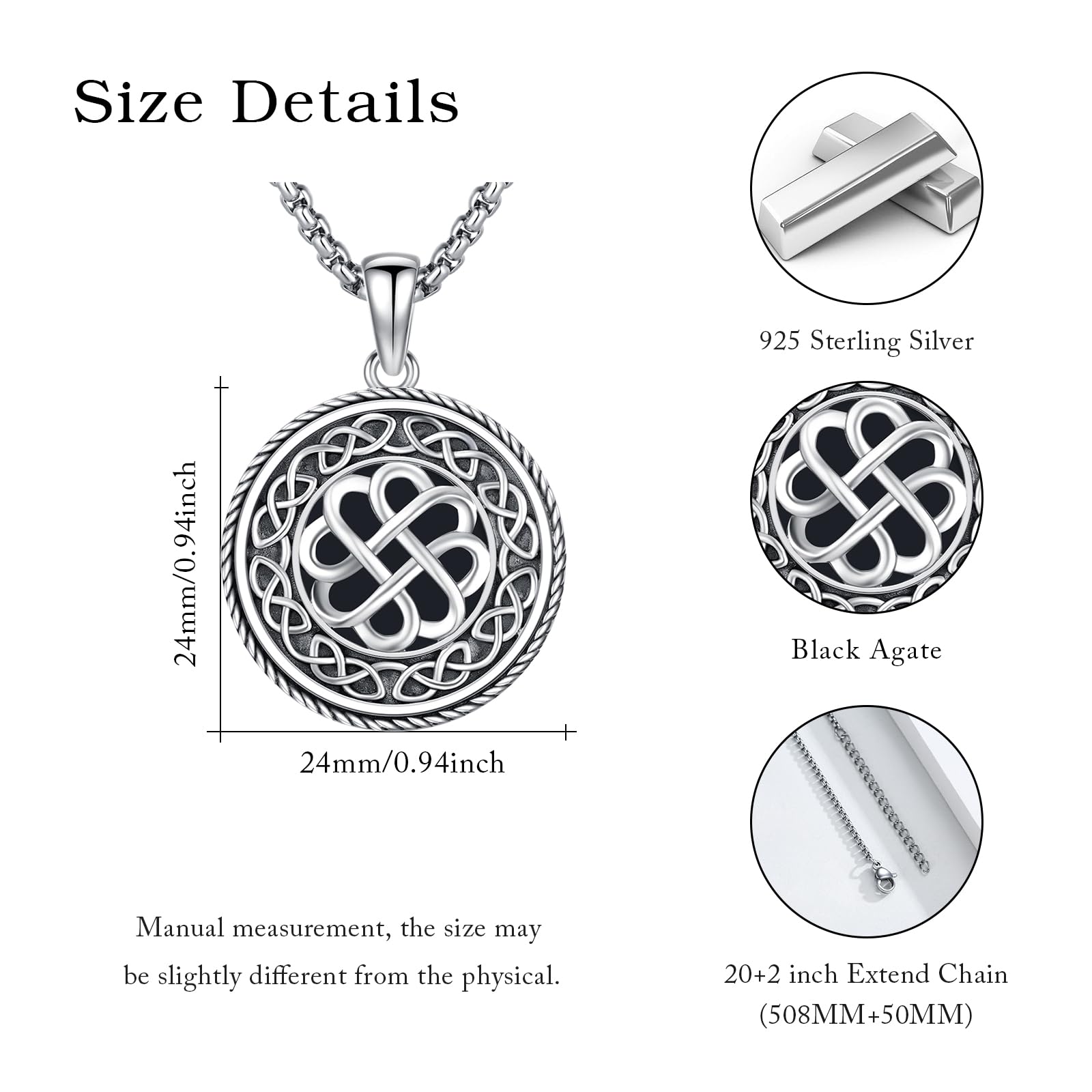 Keltische Damenkette, 925er Sterlingsilber, Irische Halskette, Keltische Knotenkette, Glücksknoten-Anhänger, Zeitloser Schmuck, Ein Geschenk für Damen und Herren
