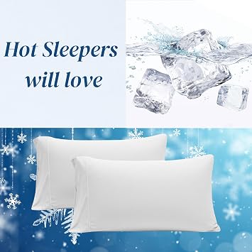 Beckham Hotel Collection Bed Pillows with Cooling Pillowcases for Hot Sleepers, King Size Sets of 2, Soft Down Alternative Pillow for Sleeping, Envelope Cases, White