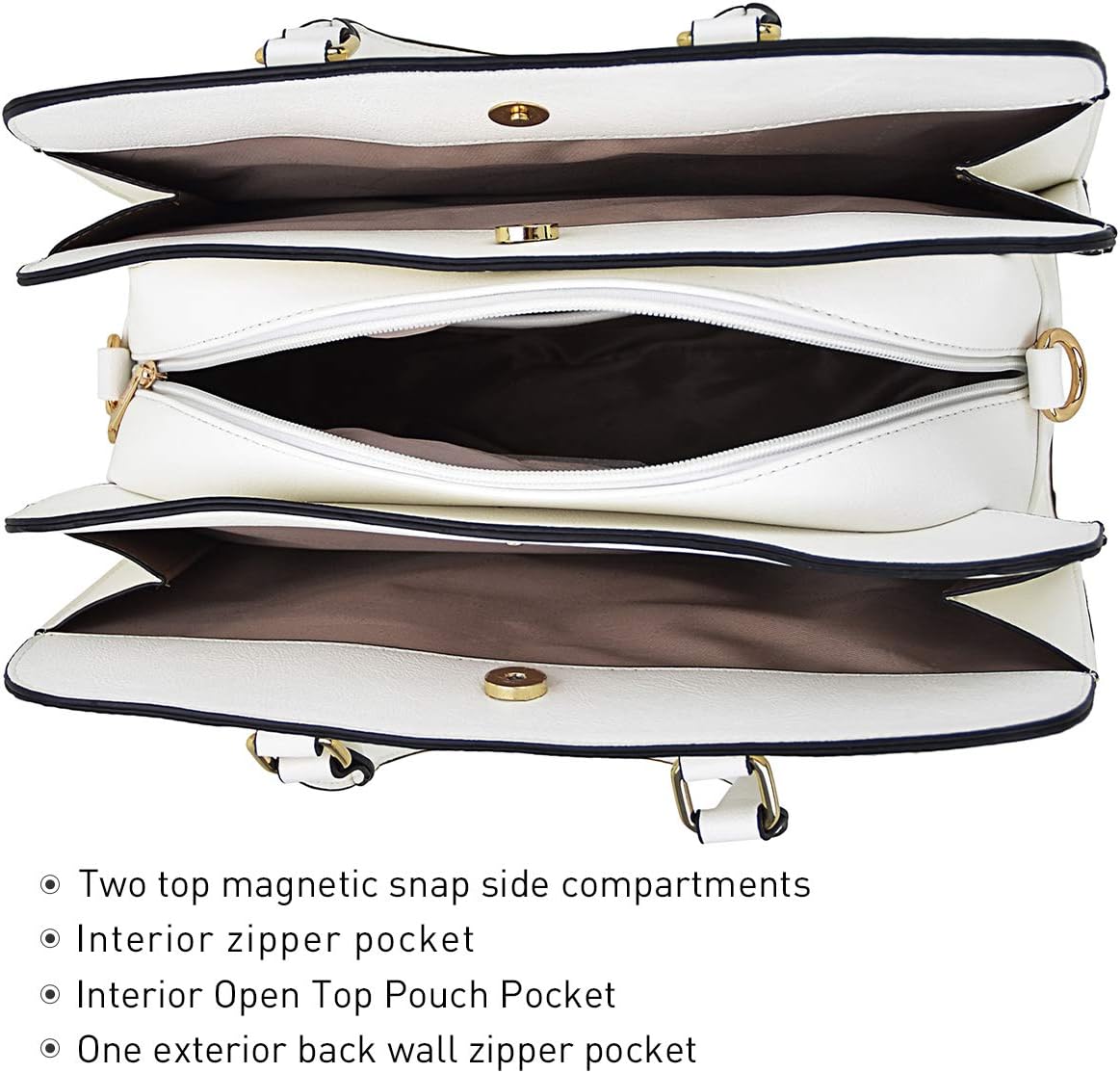 Women Handbag Wallet Tote Shoulder Hobo Bag Top Handle Satchel Purse Set 2pcs with 3 Compartments - Image 5