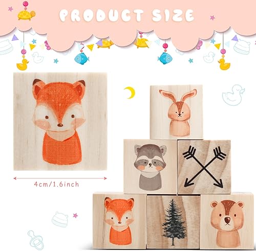 Miniatura 3 de Kigley 6 piezas de decoración de guardería para niñas y niños, decoración de estante de acuarela para dormitorio, sala de juegos (animales del