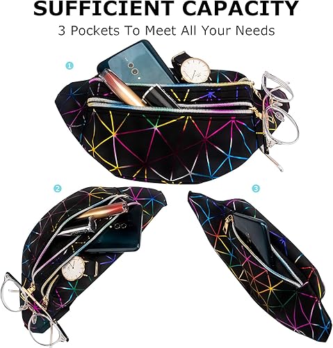 Miniatura 2 de Riñoneras holográficas de 2 piezas, riñoneras de moda, brillantes, impermeables, para mujeres y hombres, para viajes, fiestas, festivales, correr