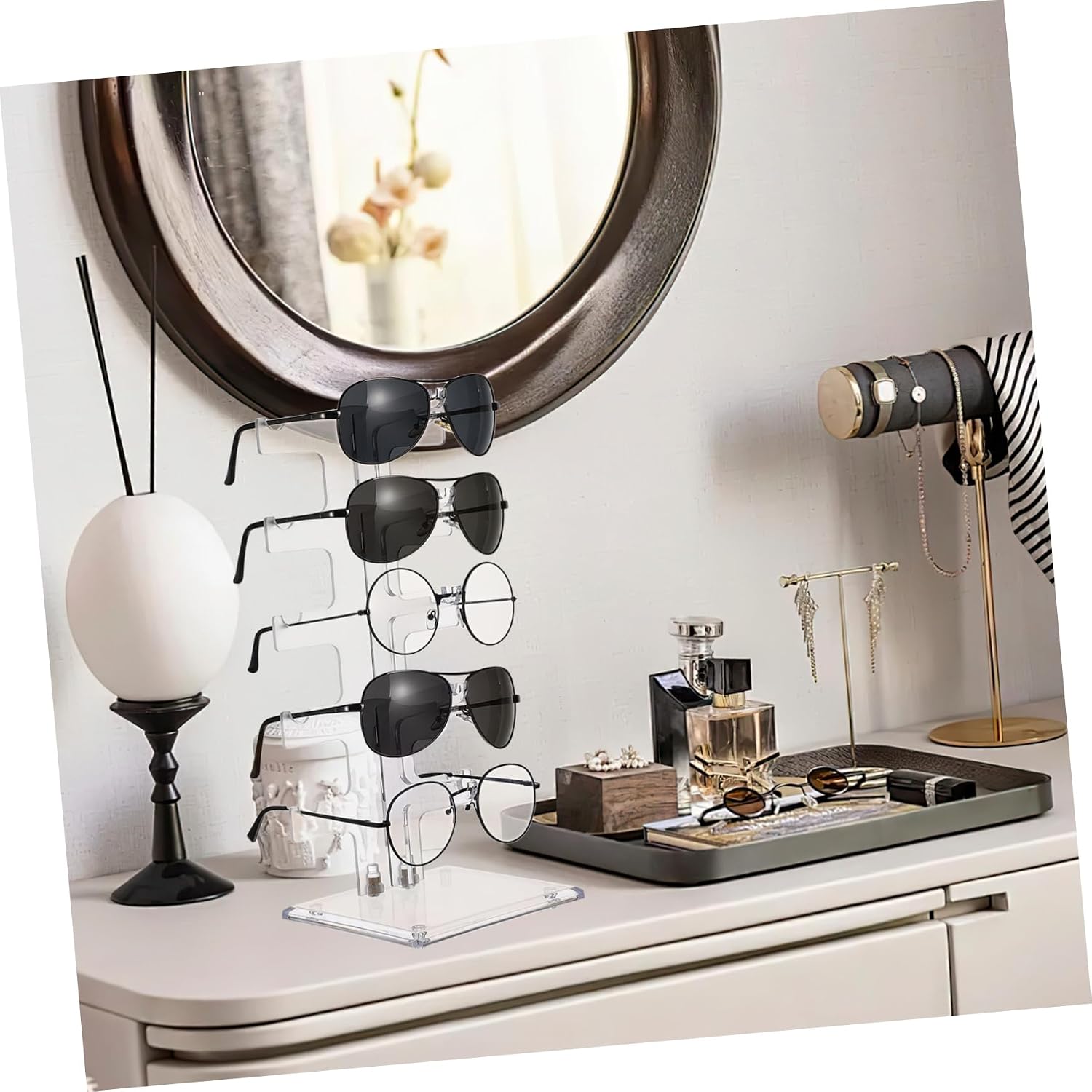 Luxshiny 2pcs Acrylic Sunglasses Display Rack Transparent Glasses Organizer for Home and Store Use Modern Storage Shelf for Eyewear and Accessories