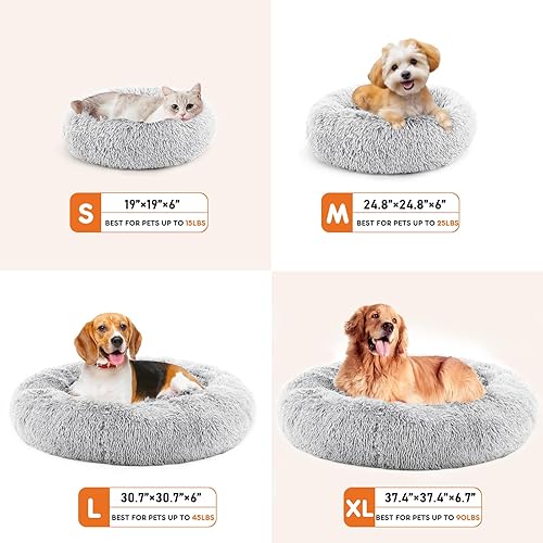 Miniatura 6 de Sweetcrispy Cama en forma de dona para perro, cama redonda grande y calmante para gatos con cojín impermeable lavable, antiansiedad y