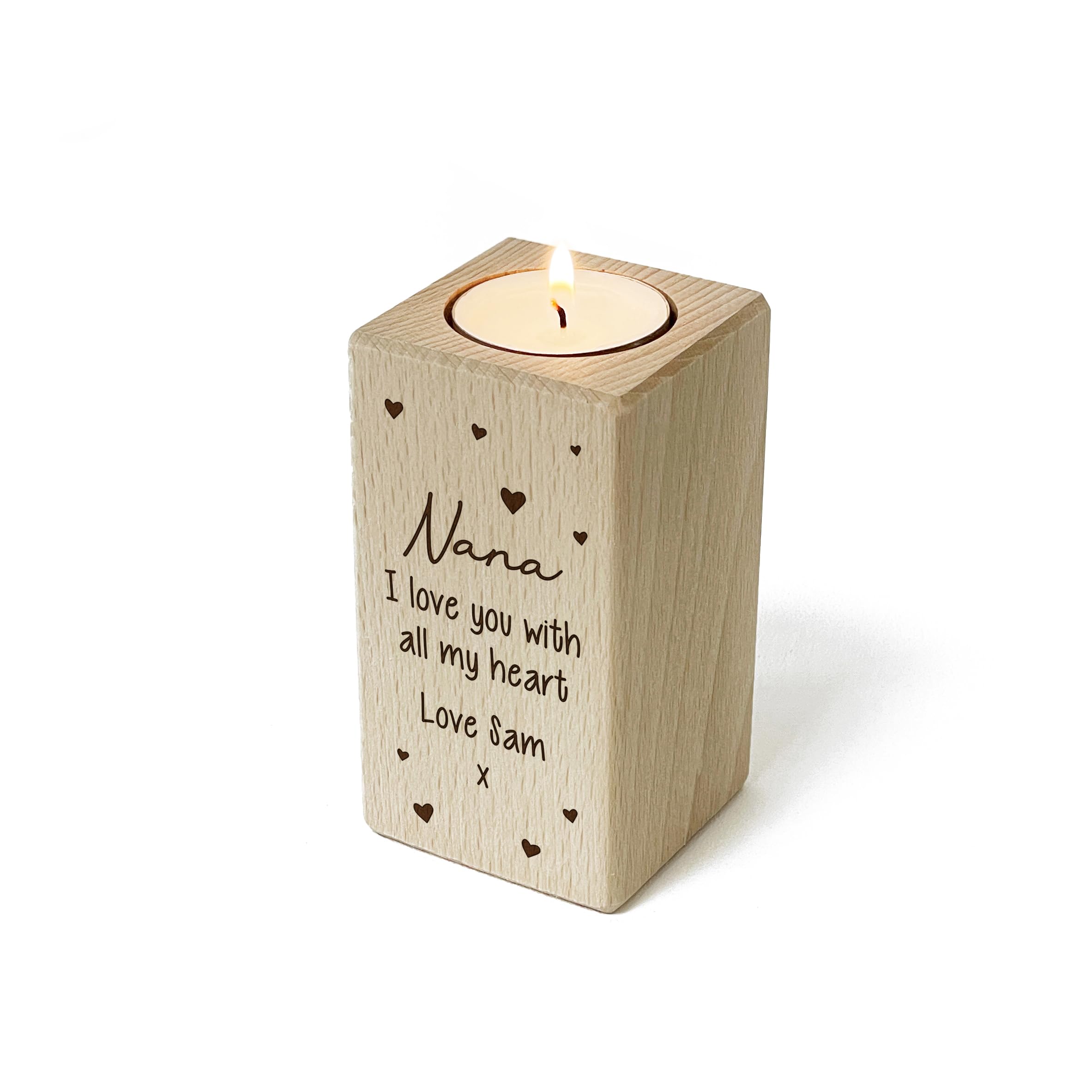 Gift for Nana, Tealight Candle Holder, Nana Birthday Gift, Wooden Christmas Candle For Nana