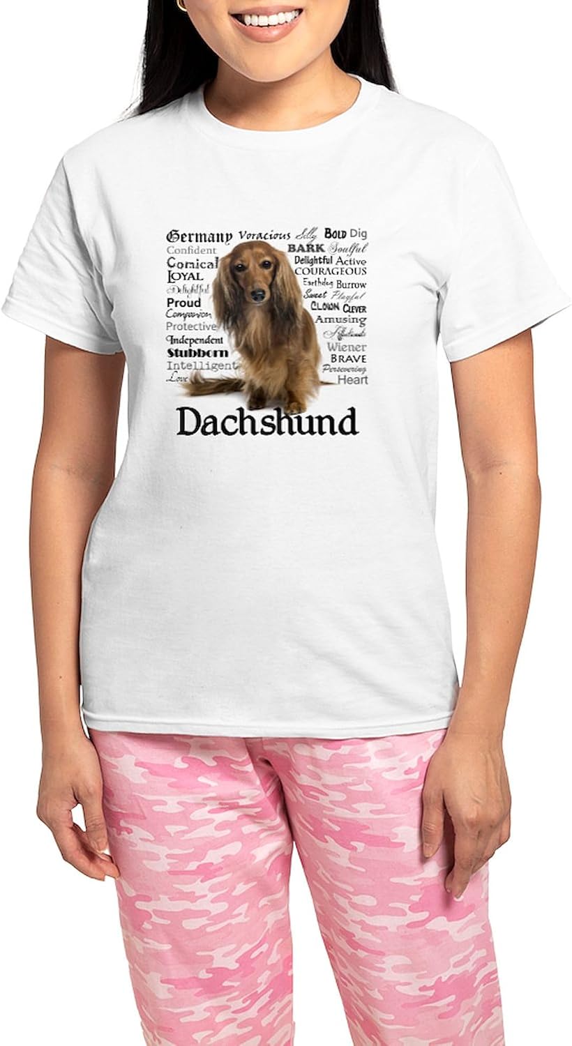 CafePress Dachshund Traits Pajamas Women's Novelty Cotton Pajama Set, Comfortable PJ Sleepwear