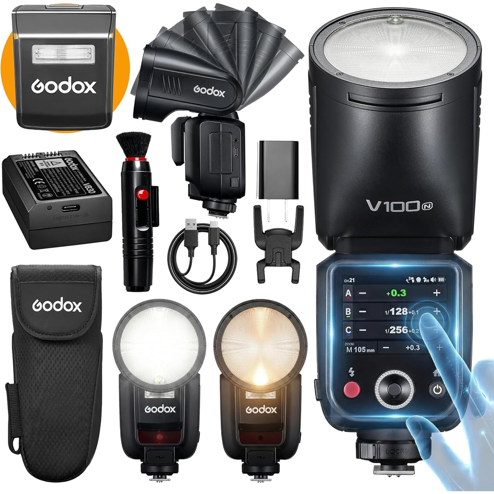 Godox V100 N V100-N 100Ws TTL Cameras Flash for Nikon, 400 Full Power Flashes, 1.7s Recycle Time, 2.4G Wireless with External Flash, HSS Speedlight, Touchscreen-picture-28