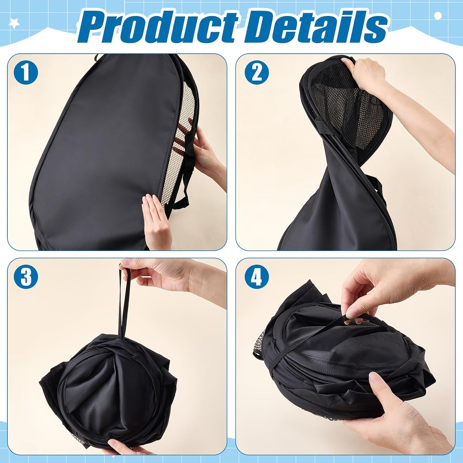 5PCS Collapsible Laundry Baskets Durable Mesh Pop Up Laundry Hampers Foldable Laundry Basket Dirty Clothes Basket for Bedroom, Bathroom, Dorm, Laundry Room, Travel or Camping