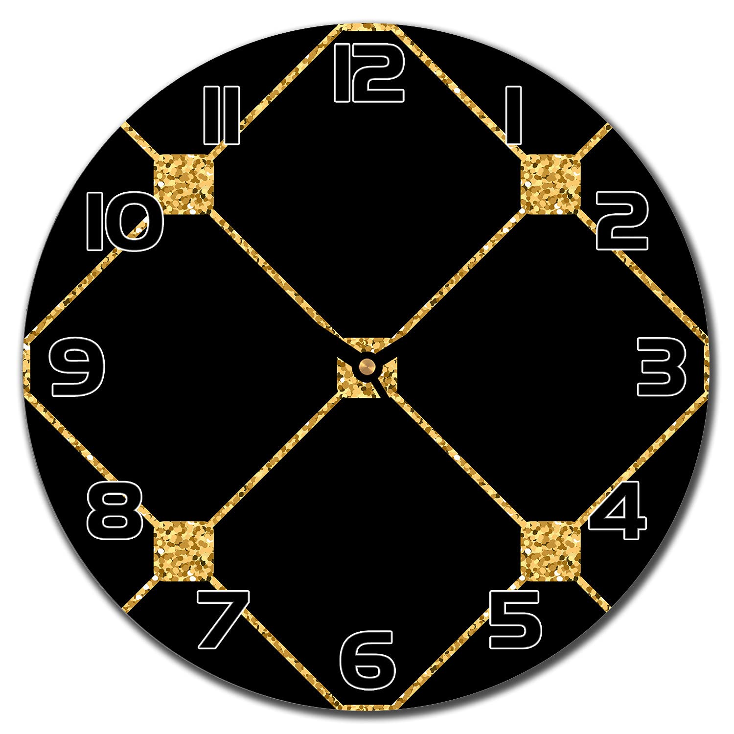Horloge en verre salon 30 cm aiguilles noires pendule murale moderne doree