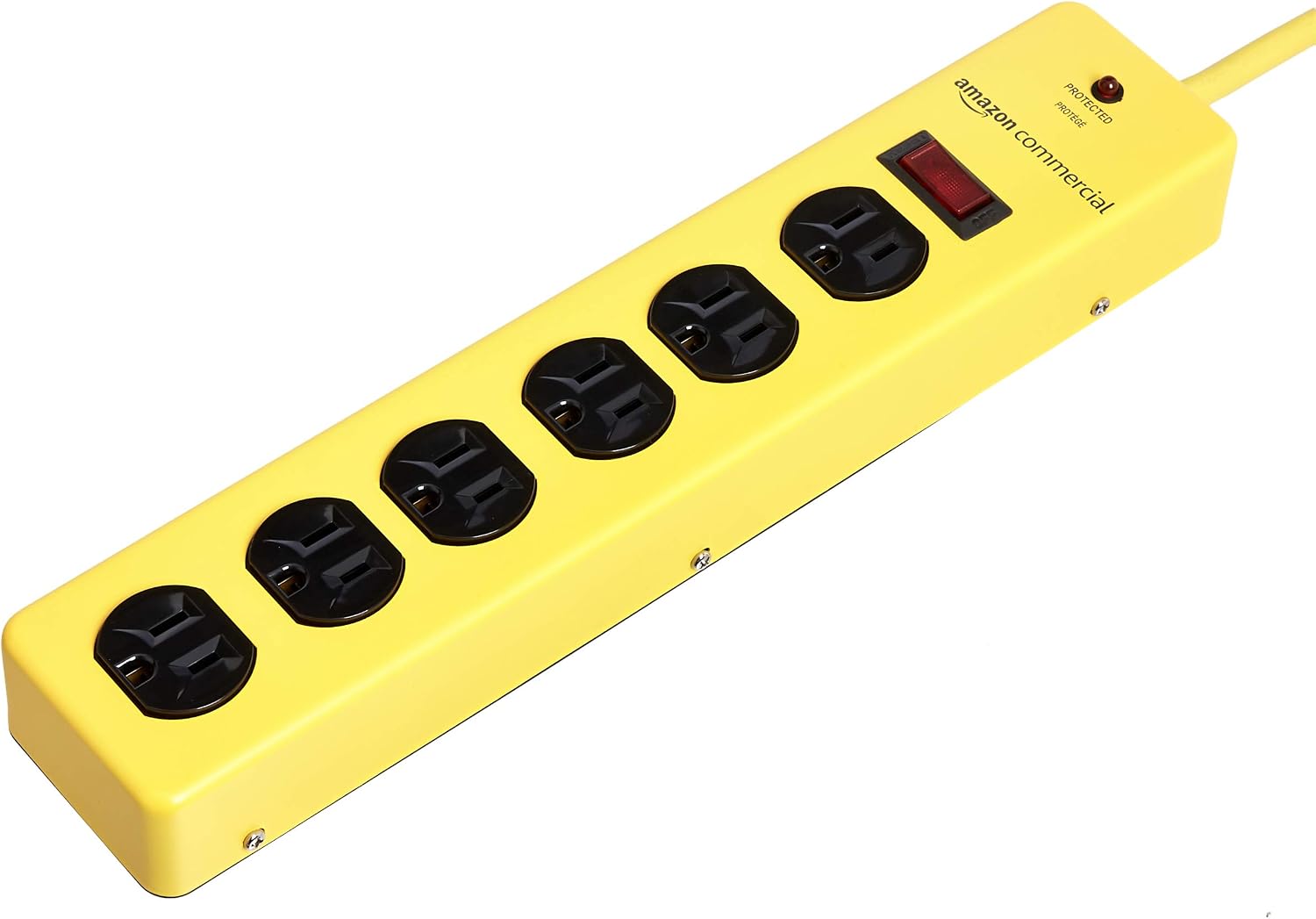AmazonCommercial Heavy Duty Metal Surge Protector Power Strip, 1 PACK, Yellow