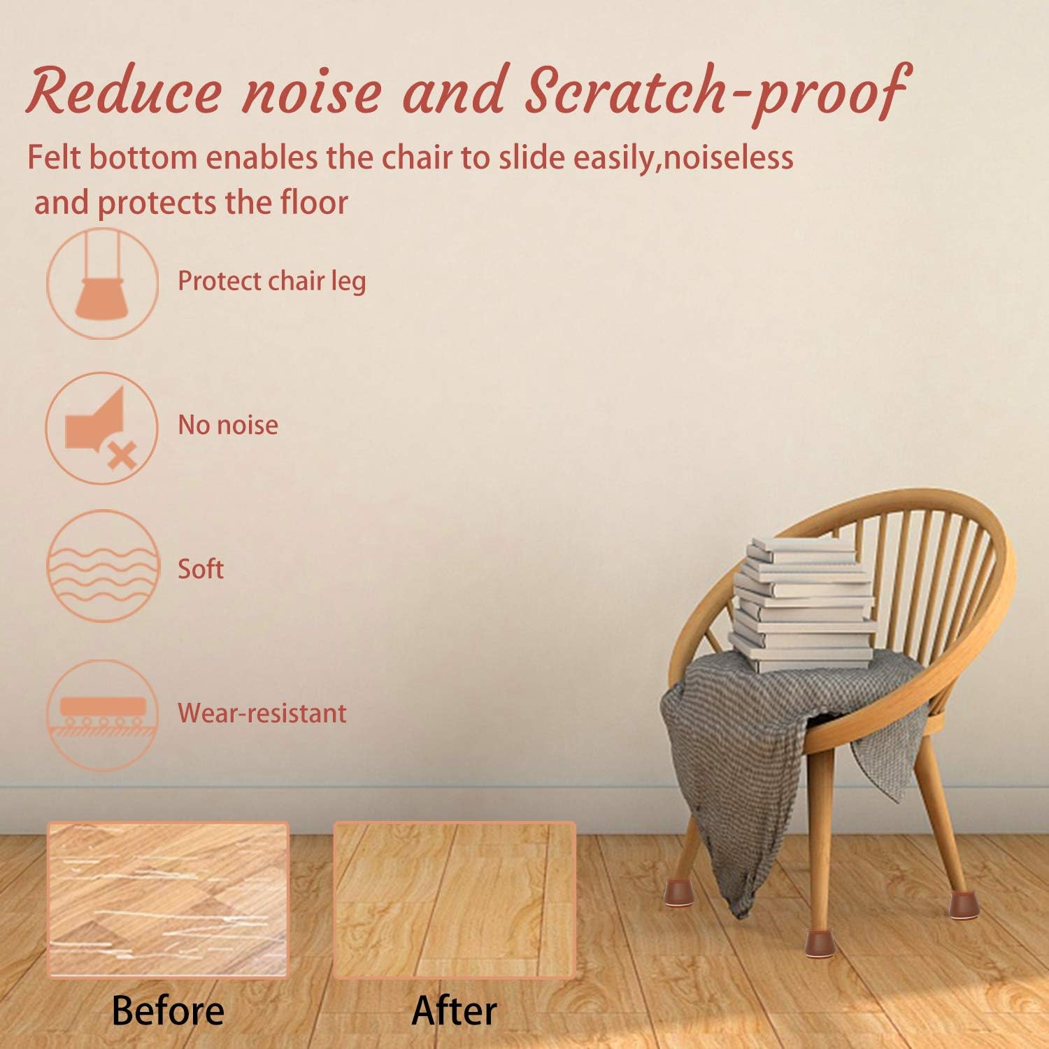 Buy Kernorv 24 Pcs Silicone Chair Leg Caps Hardwood Floor Protectors With Felt Pads Bottom