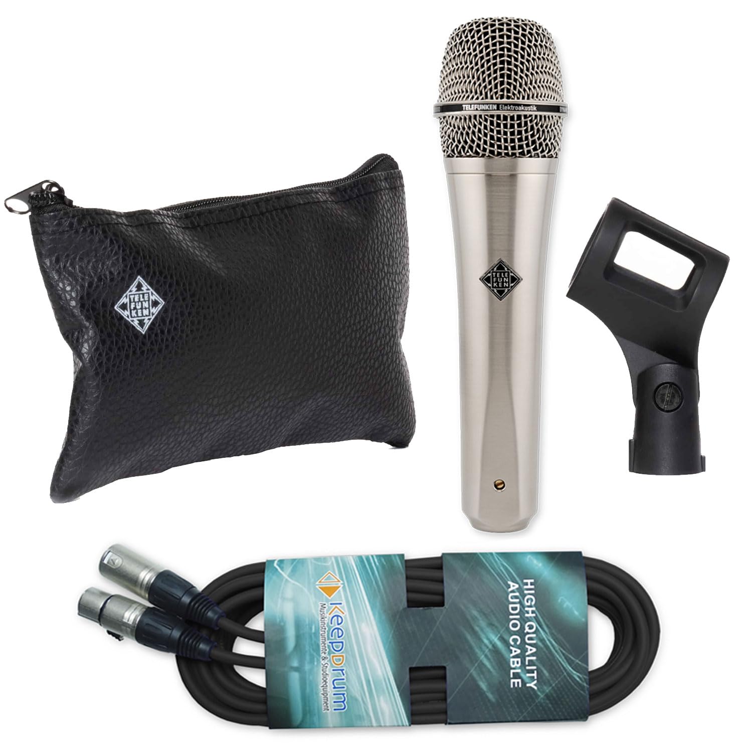 Telefunken M80 - Microfono dinamico satinato, con cavo keepdrum XLR