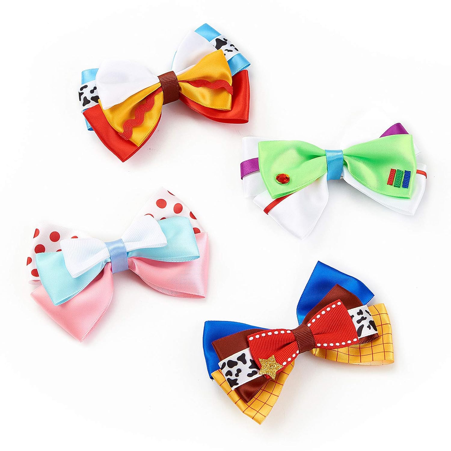 JiaDuo Baby Girls Hair Bow Clips 4pc Birthday Party Hair Accessories 4 Inch