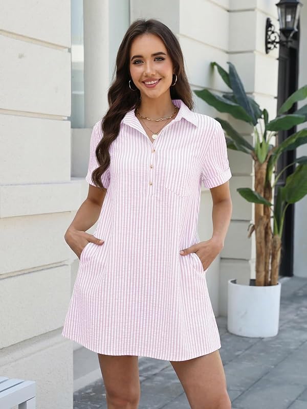 Chicyoo Womens Striped T Shirt Dress with Pockets, Casual Midi Shift Dress by Chicyoo - Used condition - Image 2