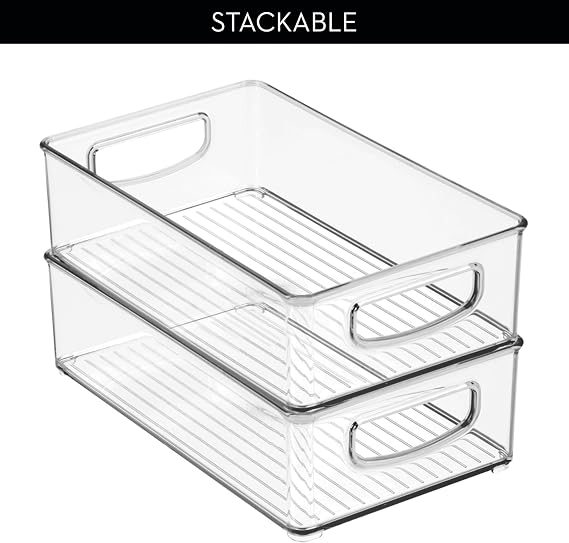 InterDesign Home Organizer Bin for Pantry, Refrigerator, Freezer & Storage Cabinet, 10 x 3 x 6, Clear