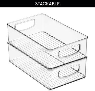 InterDesign Home Organizer Bin for Pantry, Refrigerator, Freezer & Storage Cabinet, 10 x 3 x 6, Clear