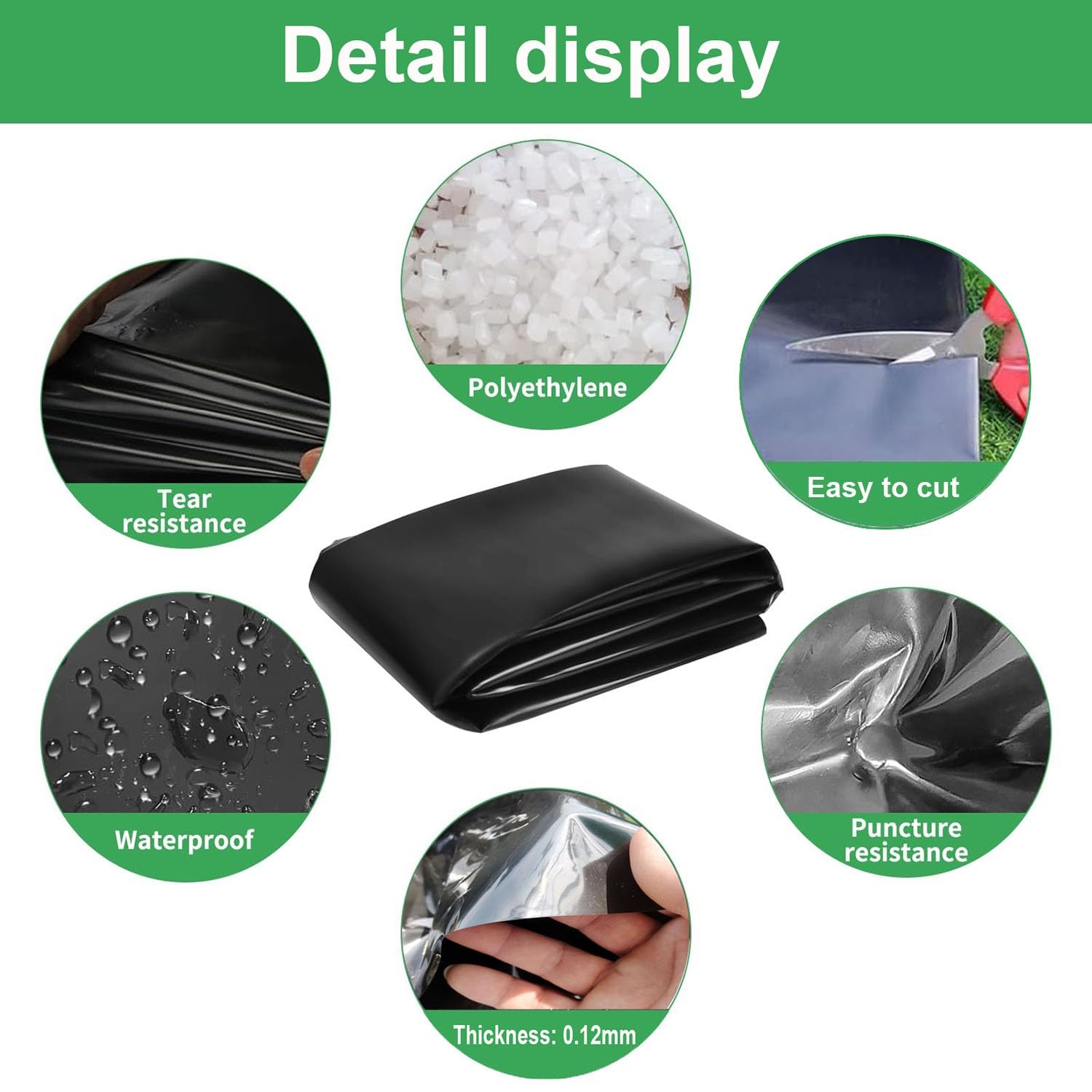 Teichfolie Schwarz 6x8m - 1,5mm Wasserdicht Für Garten & Fischteiche