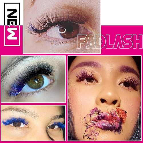 Miniatura 6 de FADLASH - Extensiones de pestañas de volumen, rizo D de 0.003in, bandeja mixta, pestañas Easy Fan de 0.003in, color azul, extensiones de pestañas
