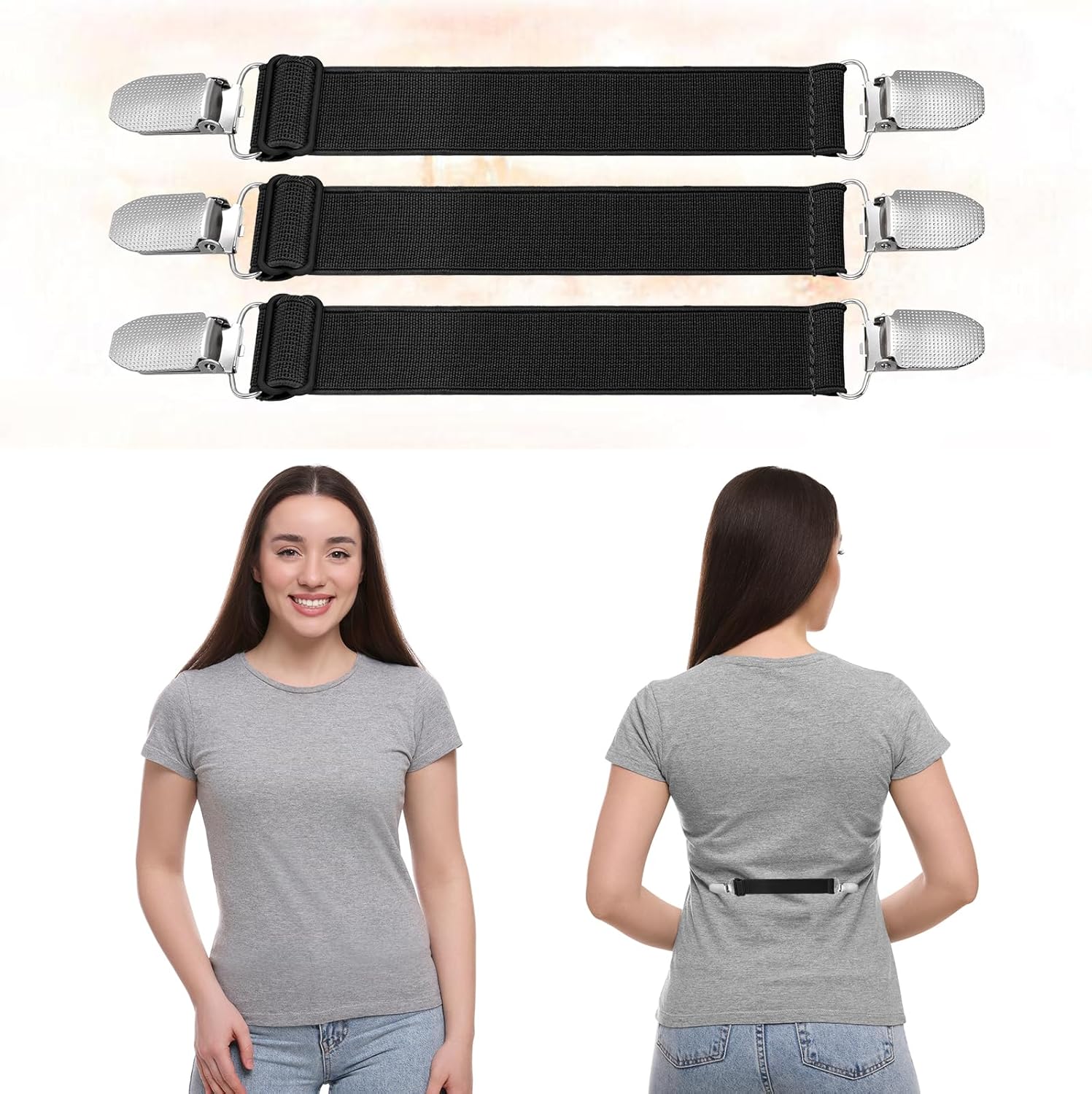 6 Pcs Elastic Cinch Clip, Clothing Cinch Clip Dress Tightener Waist Cincher Clips Belt Clips for Jeans, Pants - Image 3