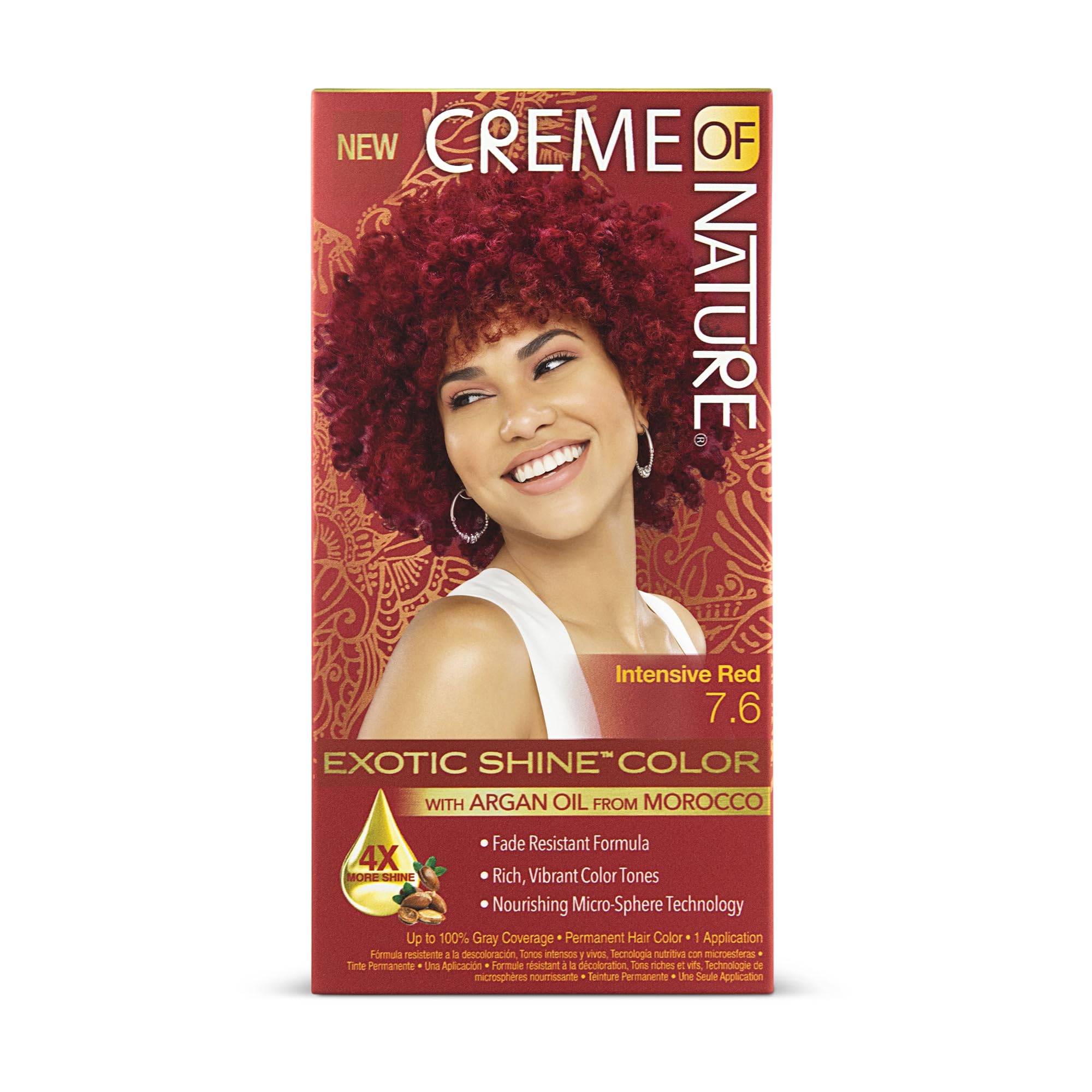 Creme of Nature Argan Womens Gel Hair Colour 7.6 Intensive Red