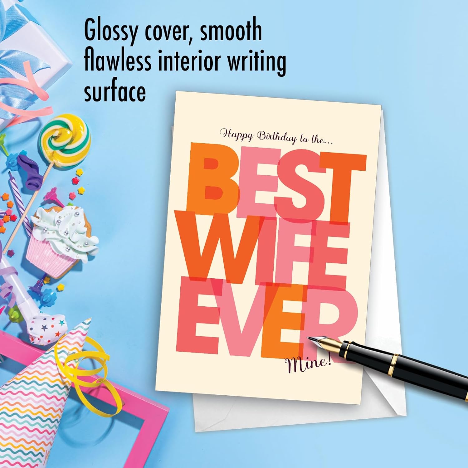 NobleWorks - 1 Sassy Happy Birthday Card Funny - Hilarious Grown-Up Card for Women, Wife, Stationery Humor - Best Wife Ever C7350BDG image 3