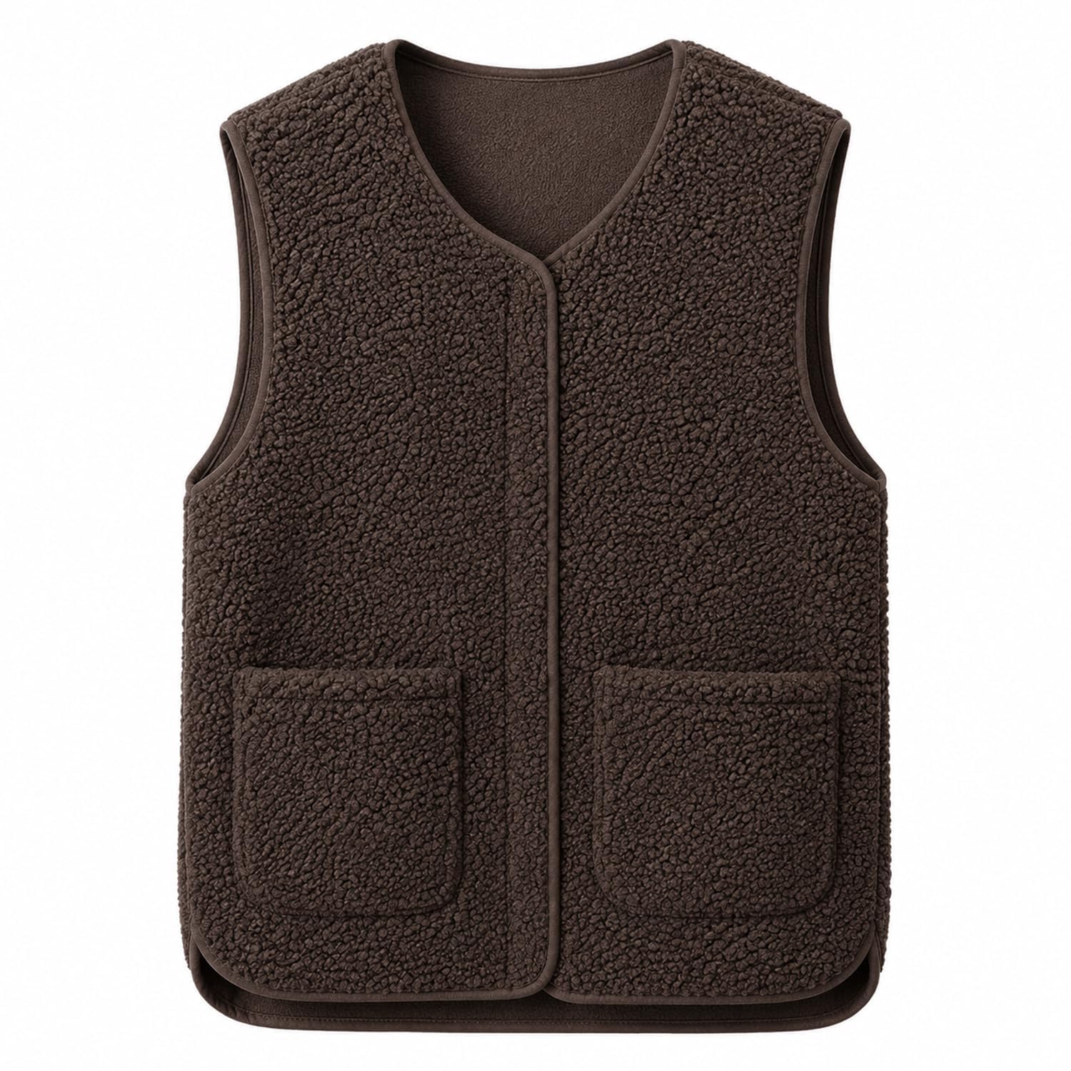 Shengruili Teddy Fleece Weste Damen,Ärmellos Fellweste V-Ausschnitt Knöpfen | Herbst Winter Warm,Fleeceweste Damen Einfarbig Herbstmantel,Outdoor Winterjacke
