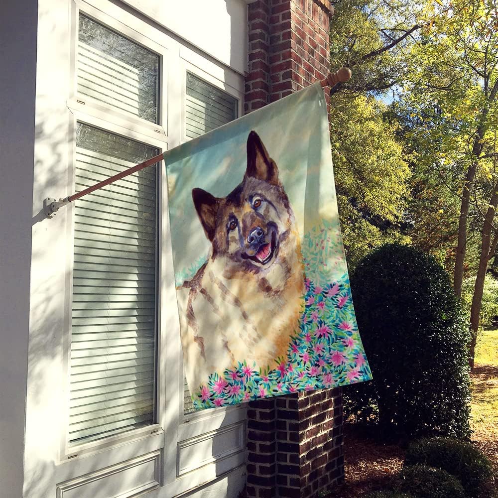 Caroline's Treasures 7231CHF Norwegian Elkhound House Flag Large Porch Sleeve Pole Decorative Outside Yard Banner Artwork Wall Hanging, Polyester, House Size, Multicolor