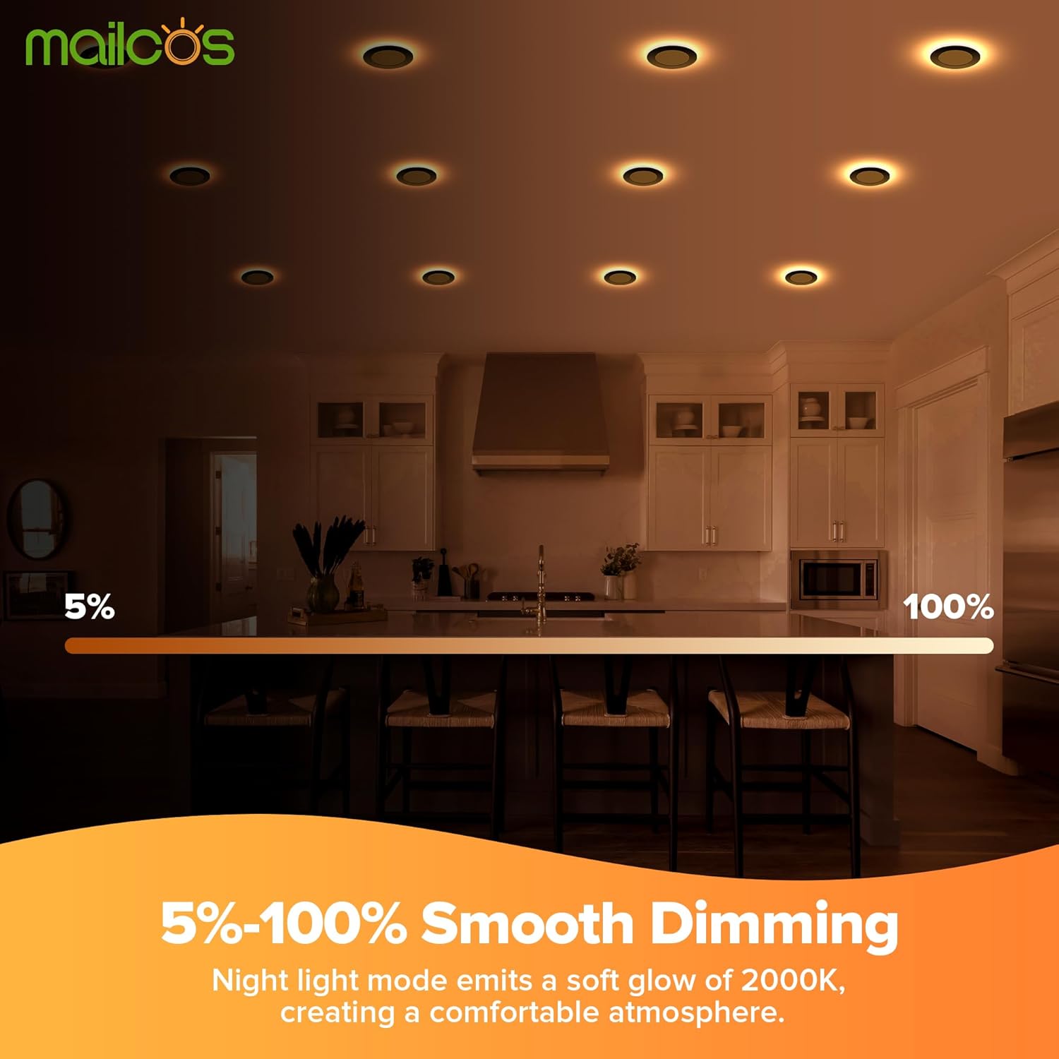 MAILCOS 12 Pack Black 4 Inch 5CCT LED Recessed Ceiling Light with Night Light, 2700K-5000K Selectable, Ultra-Thin Lighting, 9W 810LM, Dimmable Canless Wafer Downlight ETL Certificated