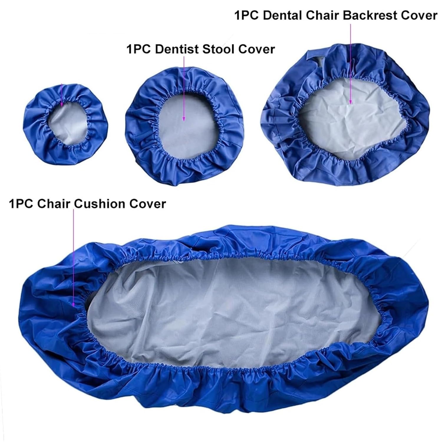 Dental Chair Covers 4Pcs/Set Elastic Waterproof PU Protective Case Leather Unit Chair Seat Sleeves Dentistry Accessories(Dark Blue)