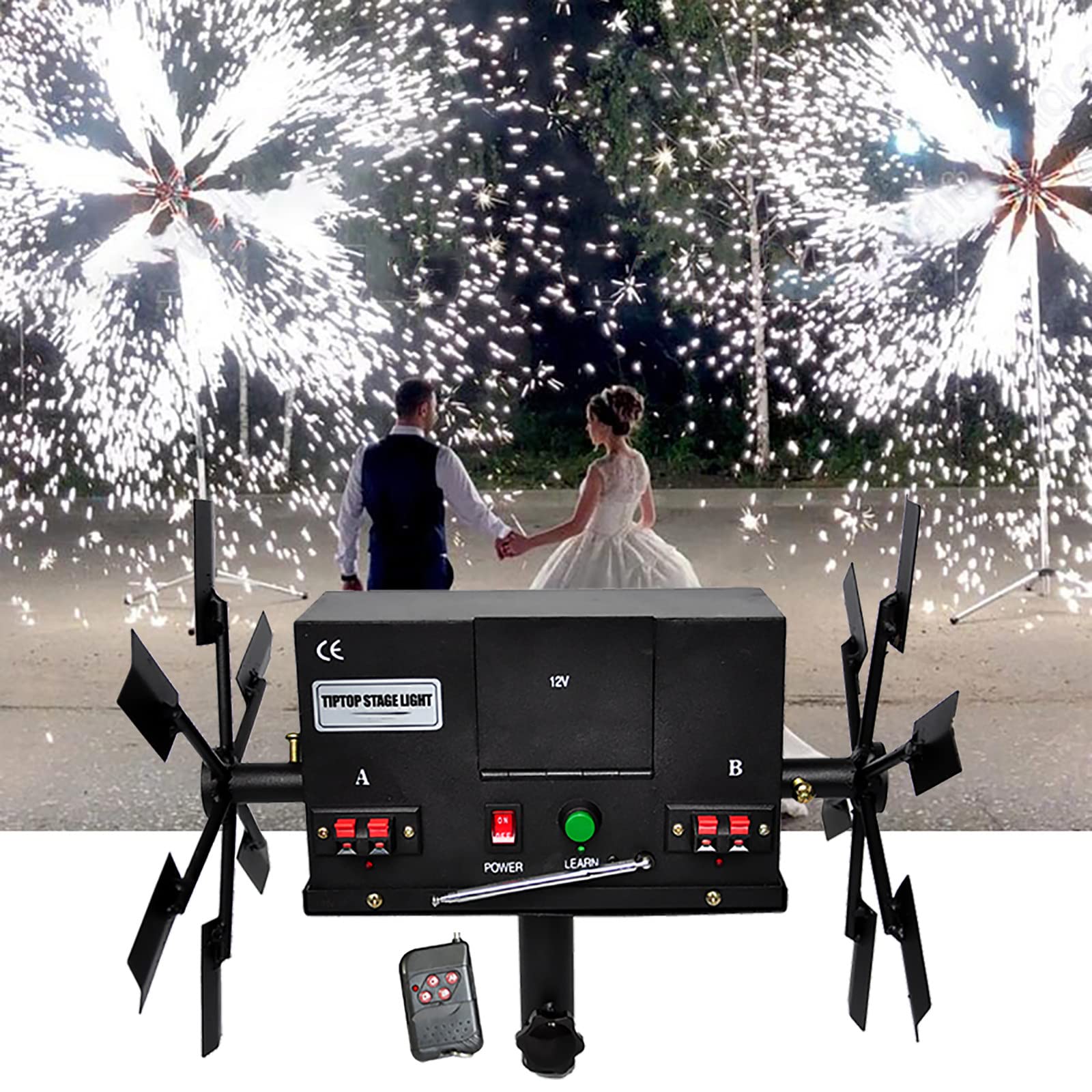 Système De Tir De Feux d'artifice,Récepteur De Feux d'artifice Froid 12 Pièces,Machine à Fontaine à étincelles Rotative à Double Roue avec Télécommande sans Fil,pour équipement De Scène De Mariage