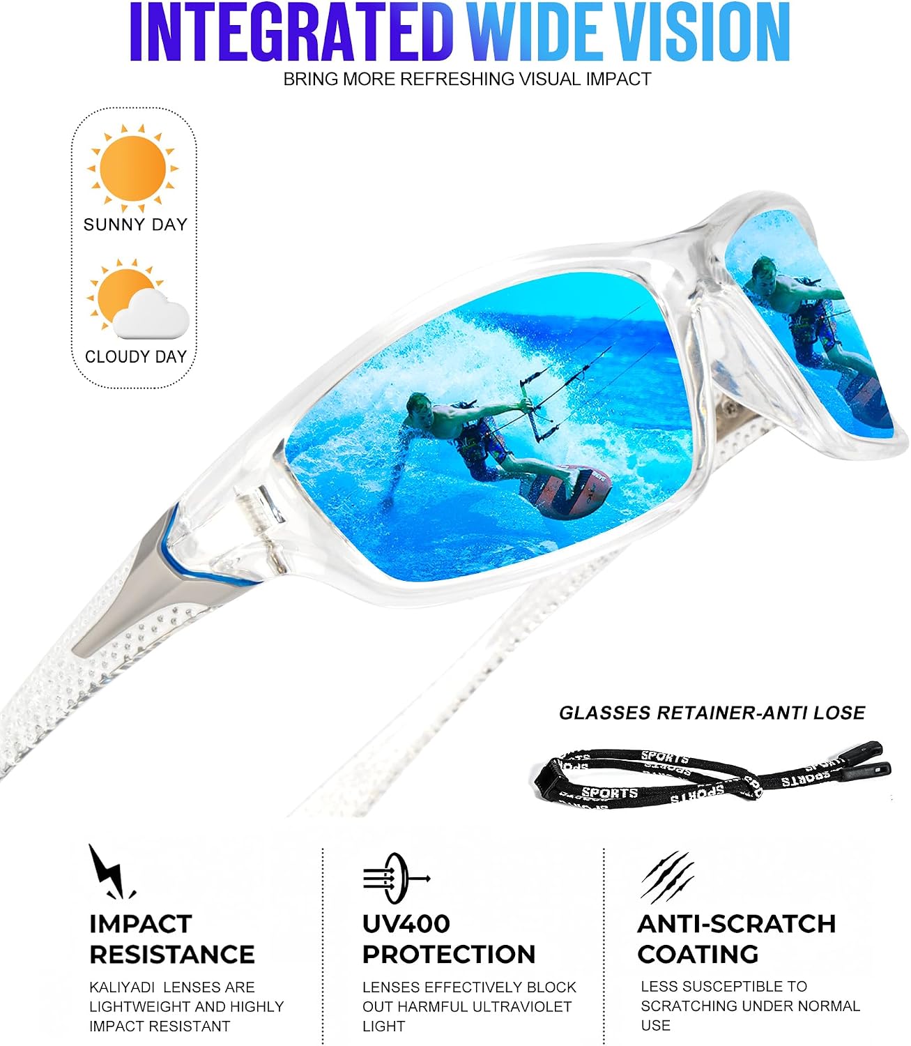 KALIYADI Sports Polarized Sunglasses Men UV400 Protection for Fishing Driving Cycling image 4
