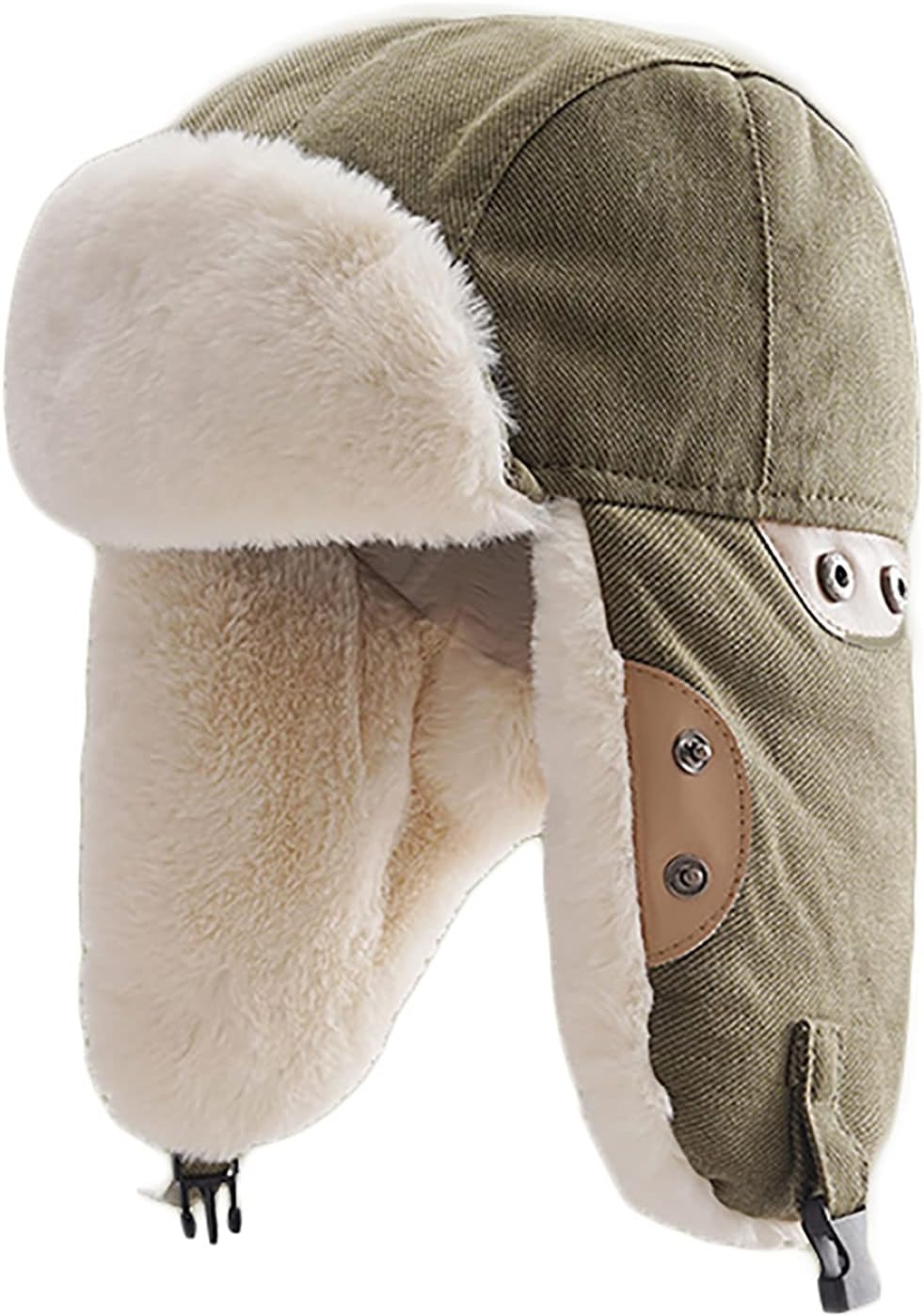 Winter Hats,Bomber Hat Unisex Trooper Trapper Hat, Bomber Hat with Chin Strap Pilot Hat for Hunting Ski Winter,Green-6 5/8-7 1/8