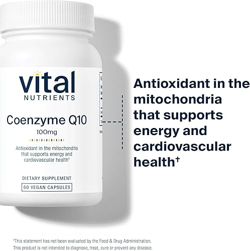 Miniatura 5 de Vital Nutrients CoQ10 100mg | Suplemento vegano | Coenzima Q10 de ubiquinona | Potente antioxidante para apoyar la salud del corazón y los niveles