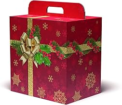 15 Pieces Christmas Storage Box 43 x 26 x 34 cm, Box Resistant up to 7 kg, Holds One Panettone and One or Two Bottles, with Handle, Made in Italy (34 x 24 x 34 cm)