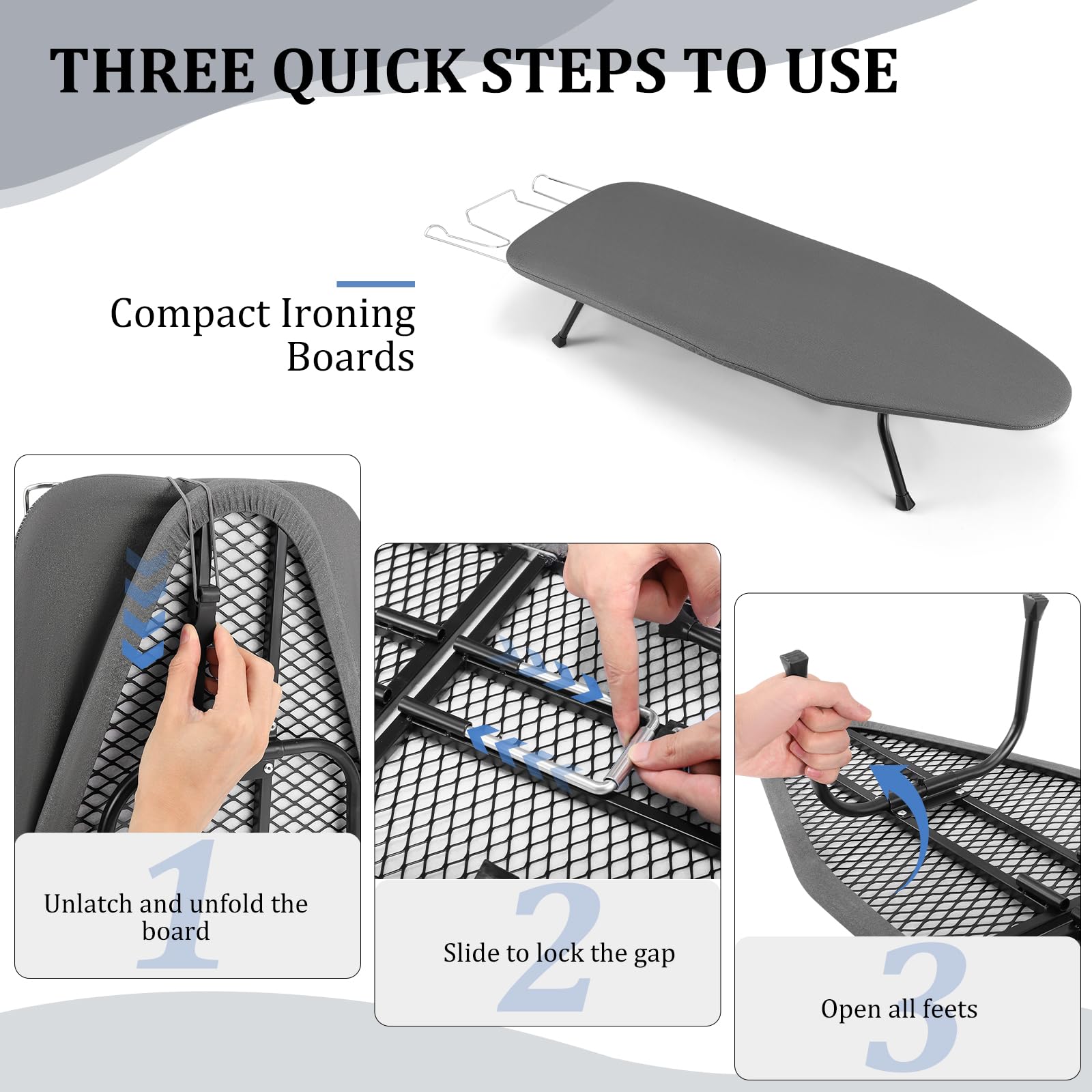 Planche à Repasser Pliable avec Fonction Pliante et Pied Antidérapant - Mini Table à Repasser pour Usage Domestique - 81 x 31 cm